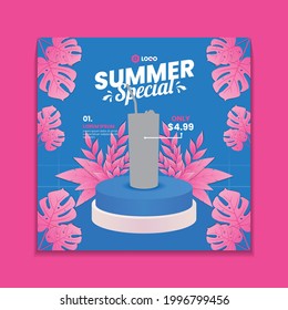 Summer special drink menu social media post template
