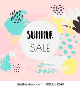 Summer special offer banner in memphis style. Sale season card perfect for prints, banners, promotion,special offer and more.