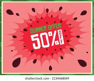 Summer special offer concept water melon background Premium Vector