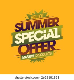 Summer special offer massive discounts sale banner or poster template