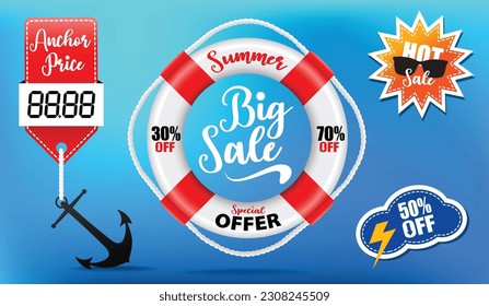 Summer special offer - sale banner price tag - Stickers Anchor price, Hot sale