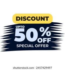 Summer special offer sale discount 50% off sign over brush stroke paint abstract background vector illustration. isolated on white background.