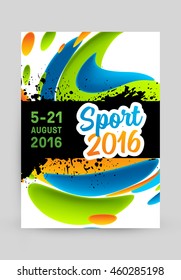 Plantilla de concepto de deportes de verano 2016, Diseño para folletos, sitios web, libros o folletos.