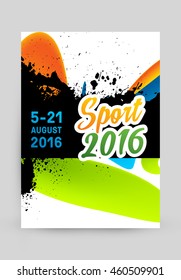 Plantilla de concepto de deportes de verano 2016, Diseño para folletos, sitios web, libros o folletos.