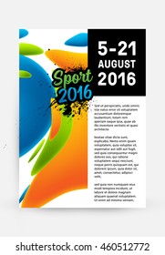 Plantilla de concepto de deportes de verano 2016, Diseño para folletos, sitios web, libros o folletos.