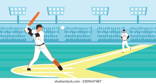 Summer sport competition background with baseball symbols flat vector illustration