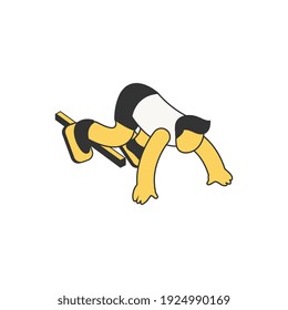 Sommersportwettkomposition mit isometrischem Charakter des Läufer auf der Crouch-Start-Vektorgrafik