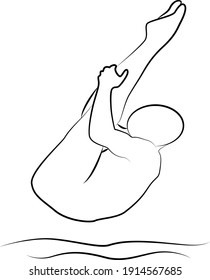 Summer sport diving icon of a set. Black and white line illustration. Vector EPS 10