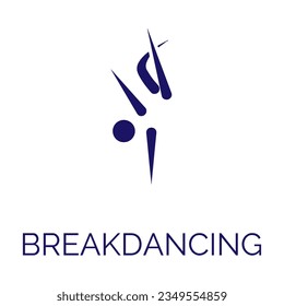 Summer sport icon. Vector isolated pictogram on white background with the names of sports disciplines. Breakdancing. Breakdance. Game