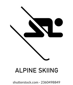 Summer sport icon. Vector isolated pictogram on white background with the names of sports disciplines. Games and sport. Alpine skiing