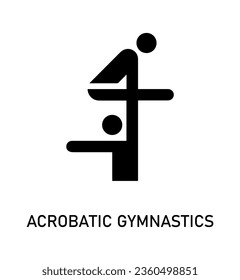 Summer sport icon. Vector isolated pictogram on white background with the names of sports disciplines. Games and sport. Acrobatic gymnastics