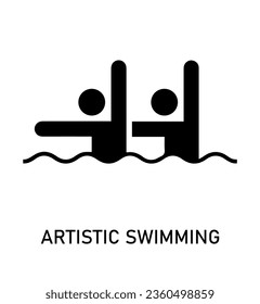 Summer sport icon. Vector isolated pictogram on white background with the names of sports disciplines. Games and sport. Artistic swimming