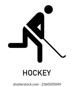 Summer sport icon. Vector isolated pictogram on white background with the names of sports disciplines. Games and sport. Hockey
