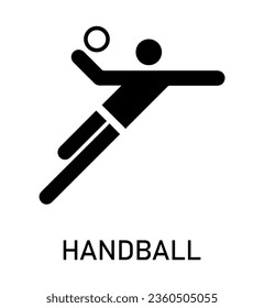 Sommersportsymbol. Vektorgrafik einzeln auf weißem Hintergrund mit den Namen der Sportdisziplinen. Spiele und Sport. Handball
