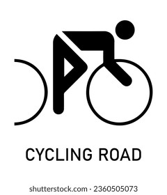 Summer sport icon. Vector isolated pictogram on white background with the names of sports disciplines. Road cycling. Game