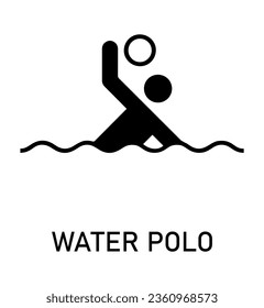 Icono deportivo de verano. Pictograma aislado de vectores sobre fondo blanco con los nombres de las disciplinas deportivas. Juegos y deporte. Waterpolo
