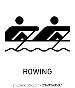 Summer sport icon. Vector isolated pictogram on white background with the names of sports disciplines. Games and sport. Rowing