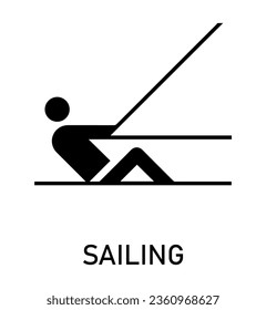 Summer sport icon. Vector isolated pictogram on white background with the names of sports disciplines. Games and sport. Sailing
