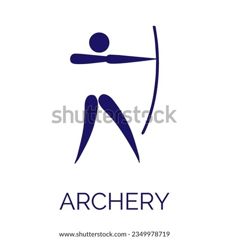 Summer sport icon. Vector isolated pictogram on white background with the names of sports disciplines. Olympic games. Olympic sport. Archery