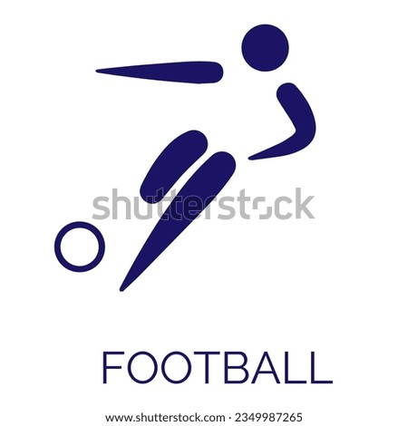 Summer sport icon. Vector isolated pictogram on white background with the names of sports disciplines. Olympic games. Olympic sport. Football