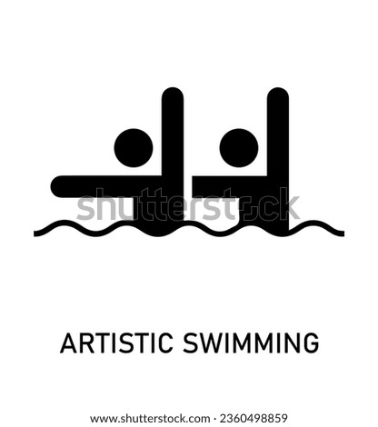 Summer sport icon. Vector isolated pictogram on white background with the names of sports disciplines. Games and sport. Artistic swimming