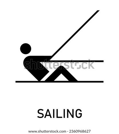 Summer sport icon. Vector isolated pictogram on white background with the names of sports disciplines. Games and sport. Sailing
