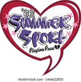 summer sport icon, women t shirt print,  
vector illustration of purple and red