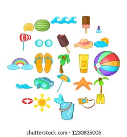 Summer sport icons set. Cartoon set of 25 summer sport vector icons for web isolated on white background