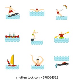 Summer sport icons set. Flat illustration of 9 summer sport vector icons for web