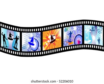 summer sport on film stripe - vector