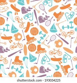 summer sports and equipment color pattern eps10
