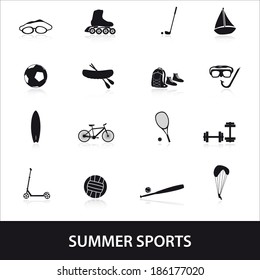 summer sports and equipment icon set eps10