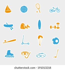summer sports and equipment stickers eps10