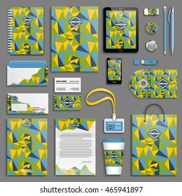 Summer sports games rio brazil Corporate identity template set. Business stationery mock-up with logo. Branding design. Geometric background.