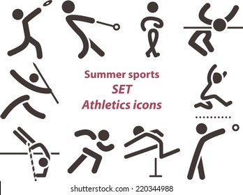 Summer sports icons -  set of athletics icons