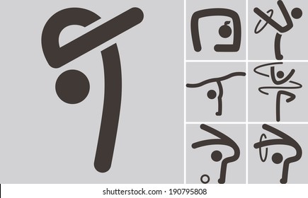 Summer sports icons set - Gymnastics Rhythmic icons