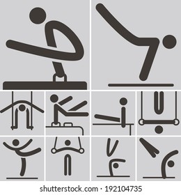 Summer sports icons set - Gymnastics Artistic icons