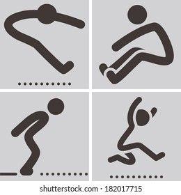Summer sports icons set - long jump 