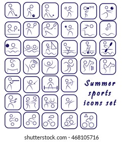 Summer sports icons set, Paris Olympic game