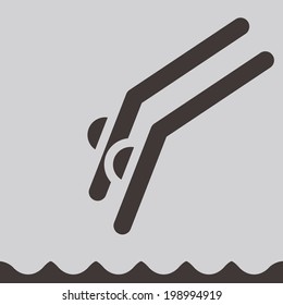 Summer sports icons set - synchronized diving icon