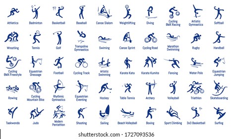 Summer sports icons set, vector pictograms for web, print and other projects. - Shutterstock ID 1727093536