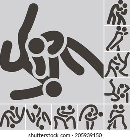 Summer sports icons - wrestling freestyle icon