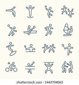 Summer sports line vector icons