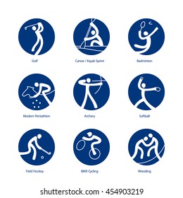 Summer Sports pictograms. Vector icons set.
