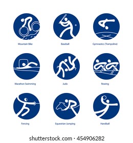 Summer Sports pictograms. Vector icons set.