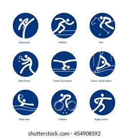 Summer Sports pictograms. Vector icons set.