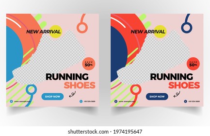 Summer Sports Shoe Banner Template. Fashion Summer Sports Shoes Sale Banner Brochure Flyer Social Media Post Web Template Design.