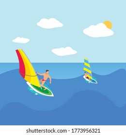 Summer sports and surfing vector design for banner, background, social media etc.