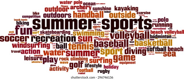 Summer sports word cloud concept. Vector illustration