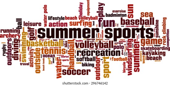 Summer sports word cloud concept. Vector illustration